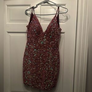 Dry Goods Burgundy Sequin Mini Dress
